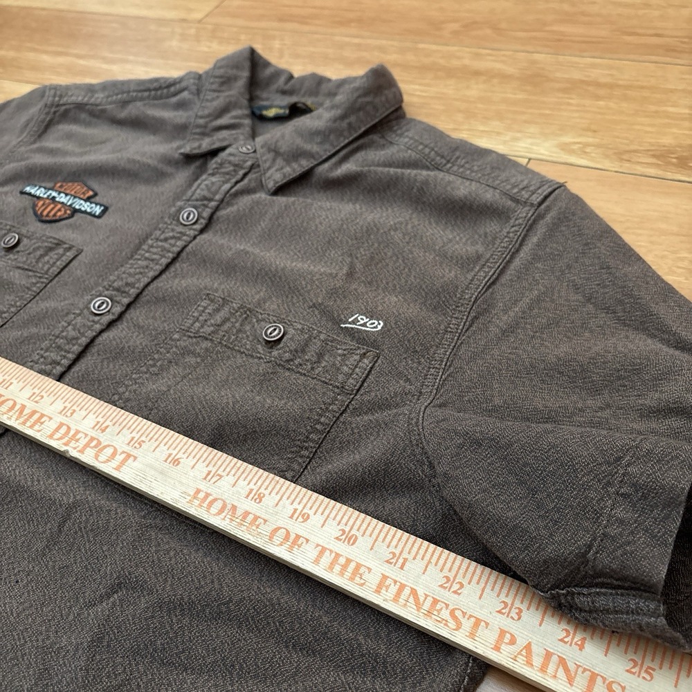 Harley Davidson Men's M Brown 2000s Short Sleeve Button Up Shirt 100% Cotton - Picture 6 of 7